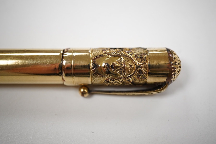 A Waterman No.42 'continental' safety with un unusual highly decorated cap top depicting female faces